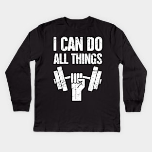 I Can Do All Things – Christian Workout Kids Long Sleeve T-Shirt